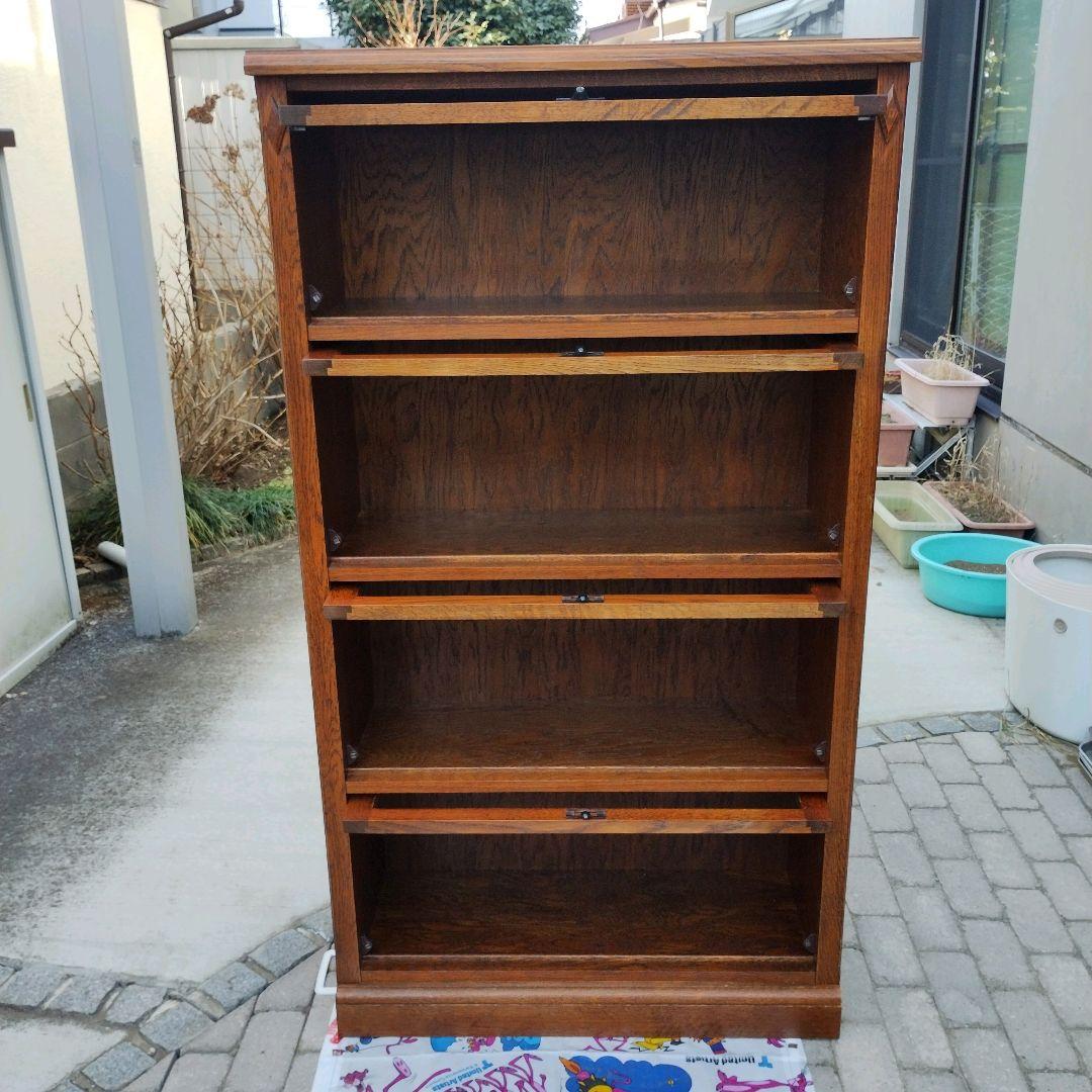 【希少】三越ブルージュ 4段フリーラック ガラスフラップ扉 キャビネット ①