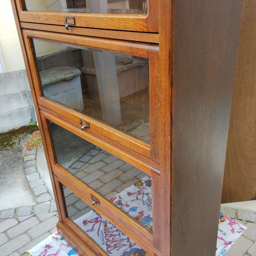 【希少】三越ブルージュ 4段フリーラック ガラスフラップ扉 キャビネット ①