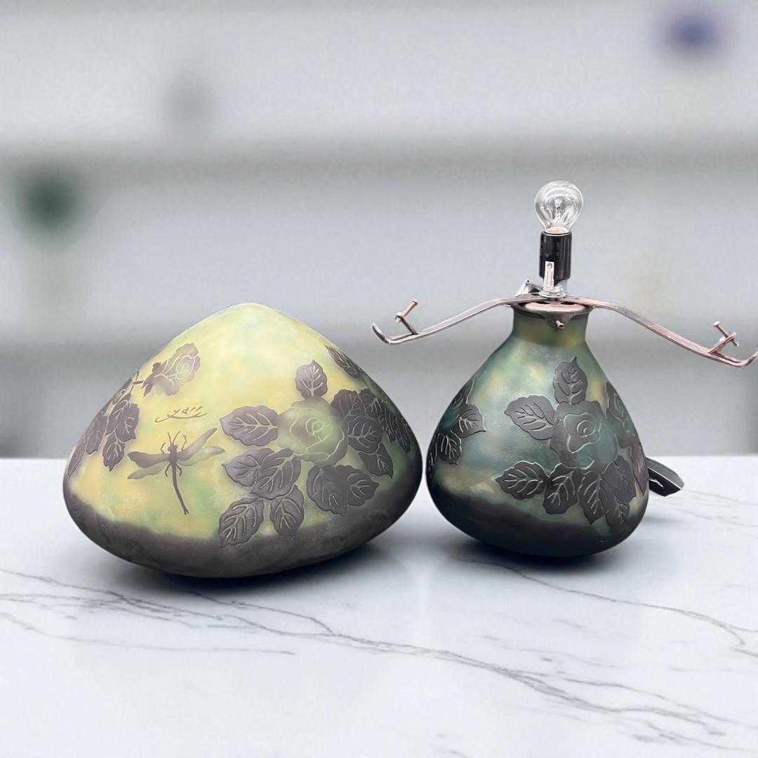 ガレ風　テーブルランプ　フロアランプ　アンティーク調　高さ31cm