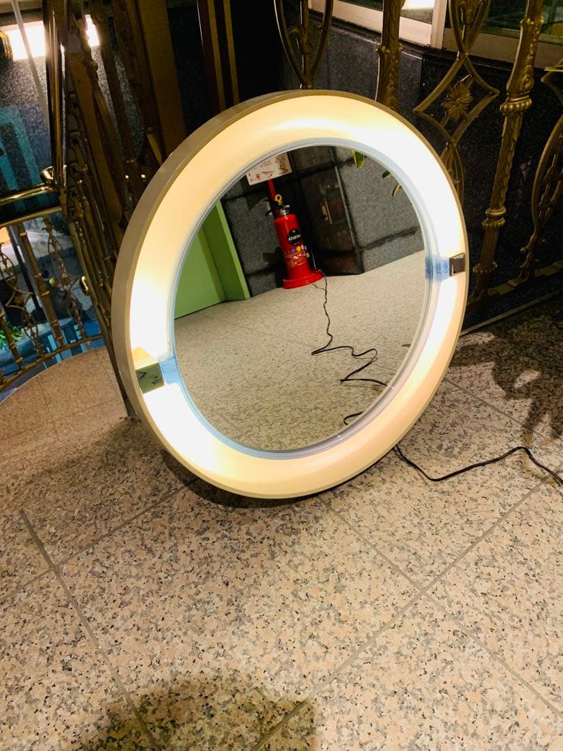 ベルギー製　1960年代　照明付き　アンティーク　ミラー　壁掛け式　ヴィンテージ