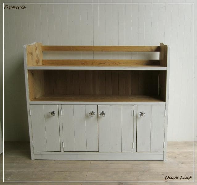 サイズ、デザインオーダー可！4扉ローキャビネット●シャビーブラウン無垢●受注製作