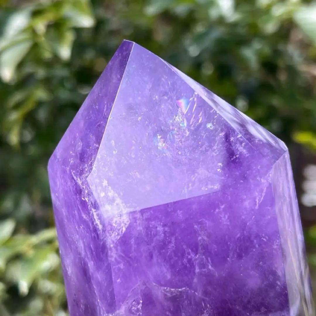 ✳️超特価‼️逸品✨極上美麗濃紫✨レインボー ファントム アメジスト 六角柱 天然石