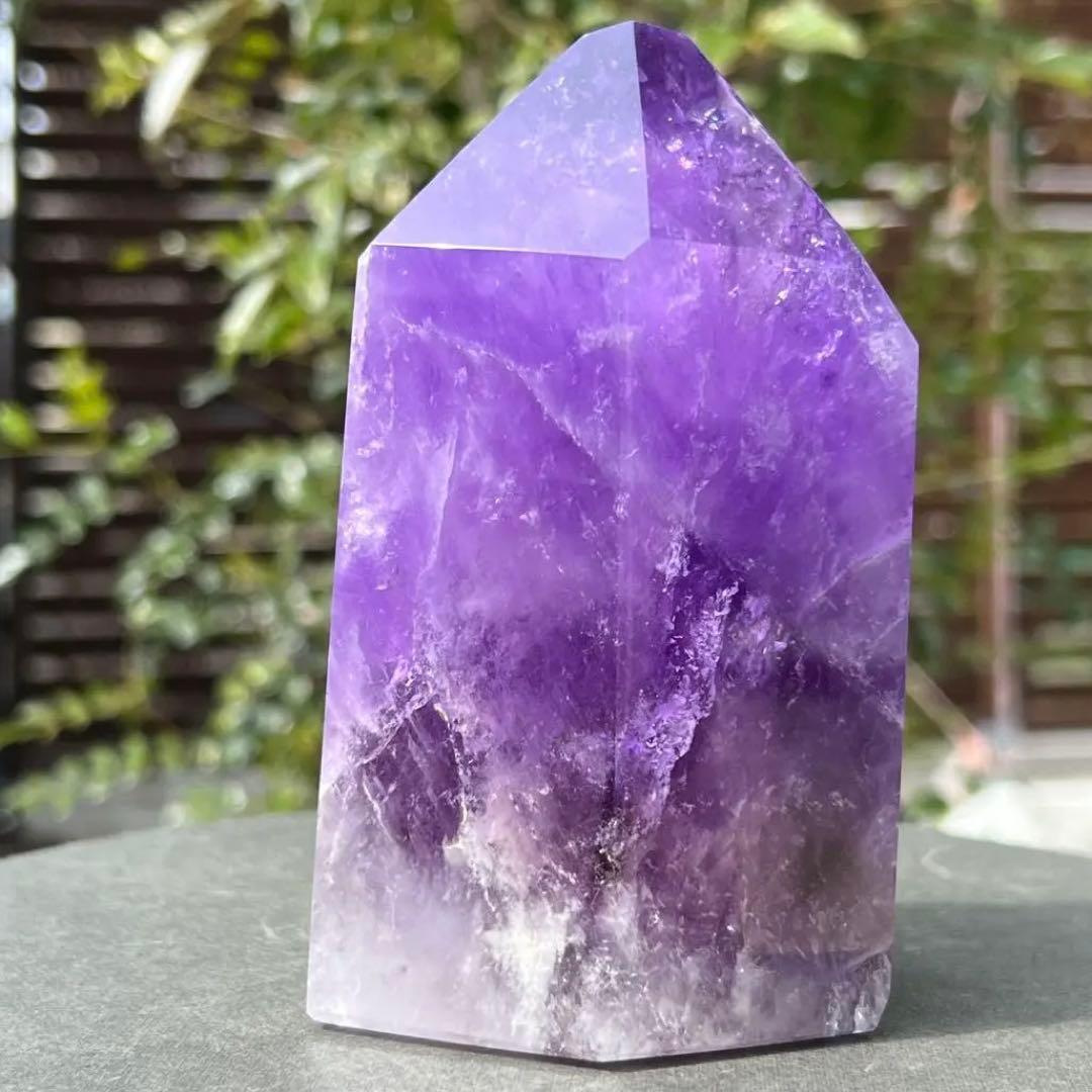 ✳️超特価‼️逸品✨極上美麗濃紫✨レインボー ファントム アメジスト 六角柱 天然石