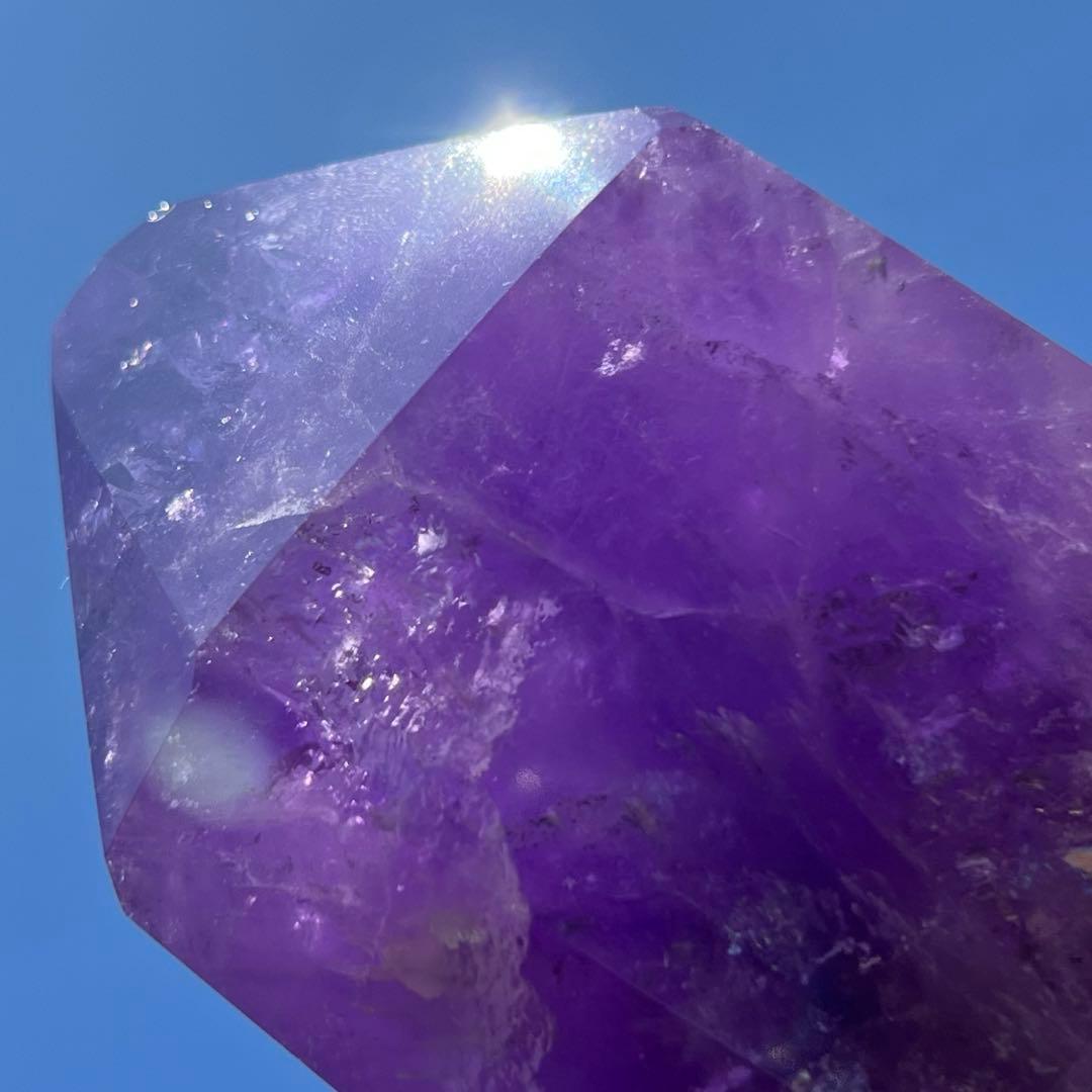 ✳️超特価‼️逸品✨極上美麗濃紫✨レインボー ファントム アメジスト 六角柱 天然石
