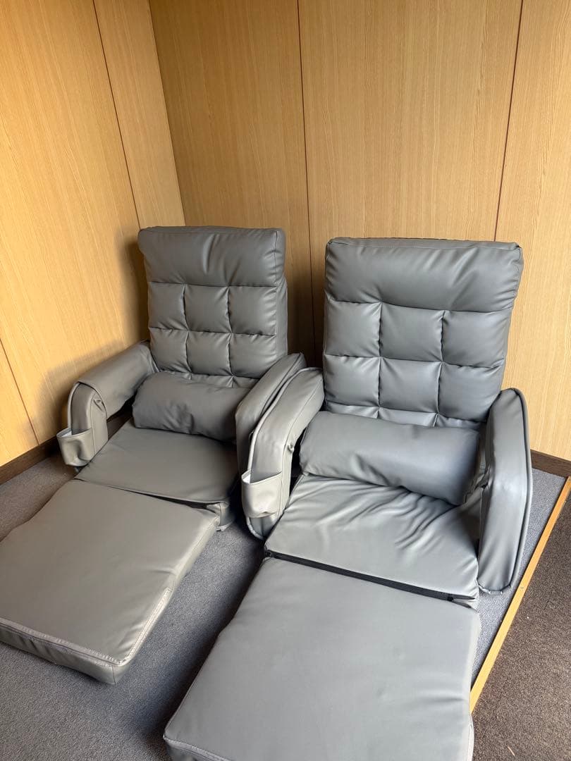 座椅子 42段階 肘掛け サイドポケット付き ハイバック 連動肘つき 座いす