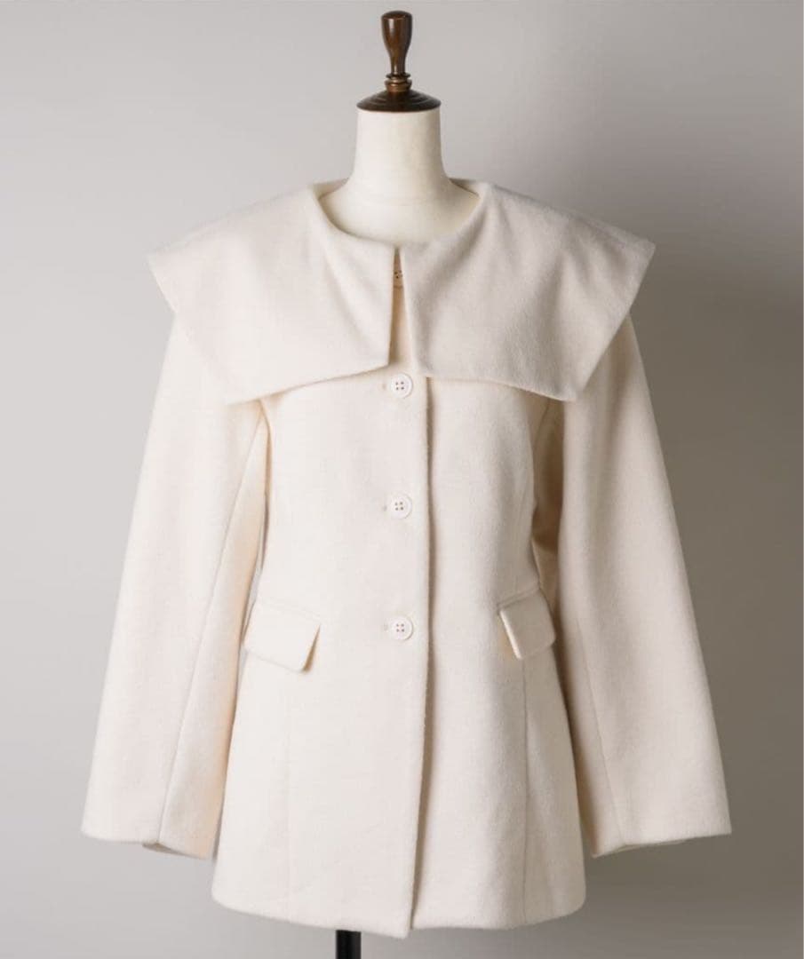 【GIUNON】ビッグカラーコート アイボリー