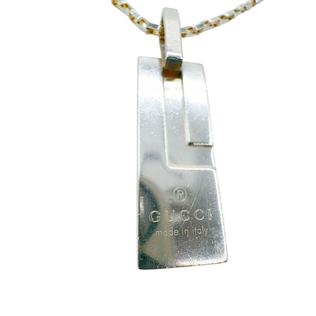 【美品】グッチ ネックレス プレート シルバー SV 925 ロゴ 刻印 箱付き