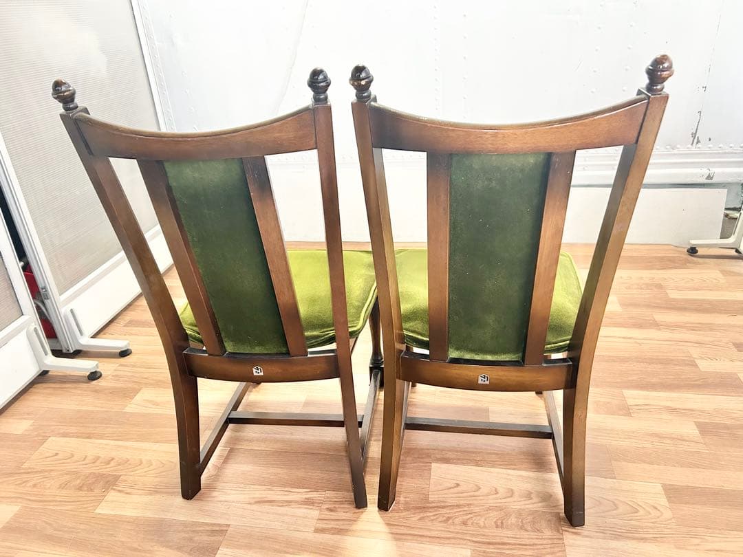 645 ナガノインテリア　ダイニングチェア　2脚 北欧 ベロア　リビング　a