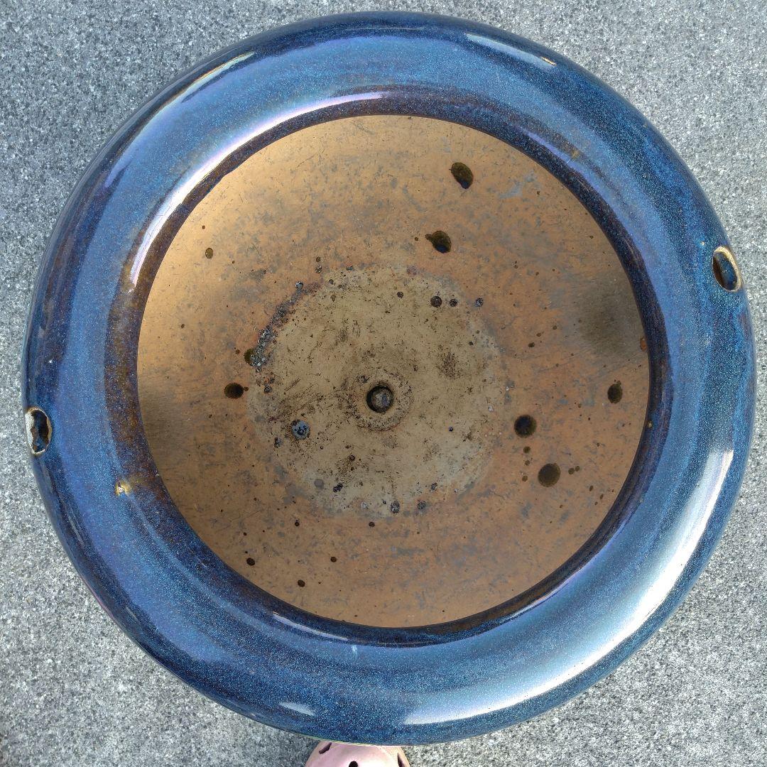 青 ビードロ 火鉢 めだか鉢 金魚鉢