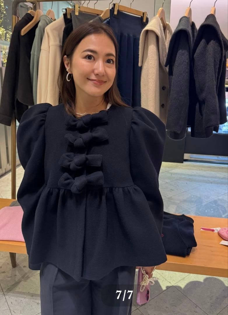 jnhearts リボンコート　36 ネイビー　ribbon coat