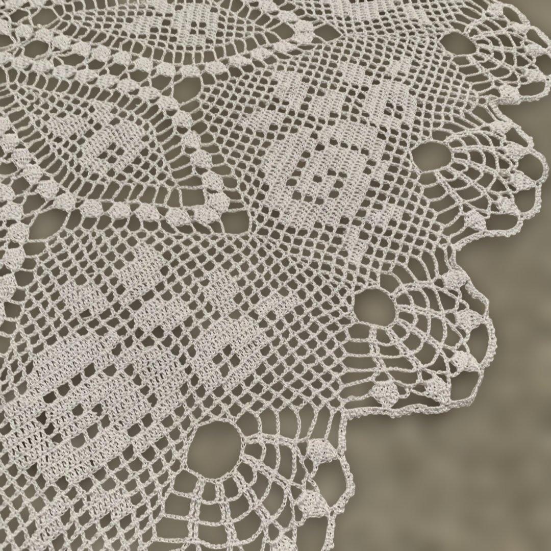 こレース編み円形テーブルクロス ホワイト