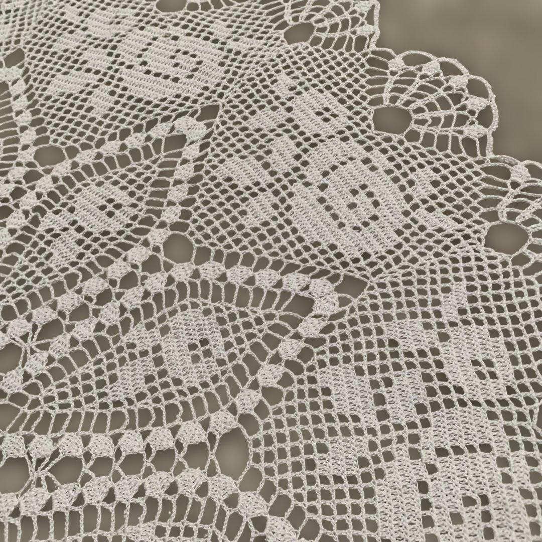 こレース編み円形テーブルクロス ホワイト