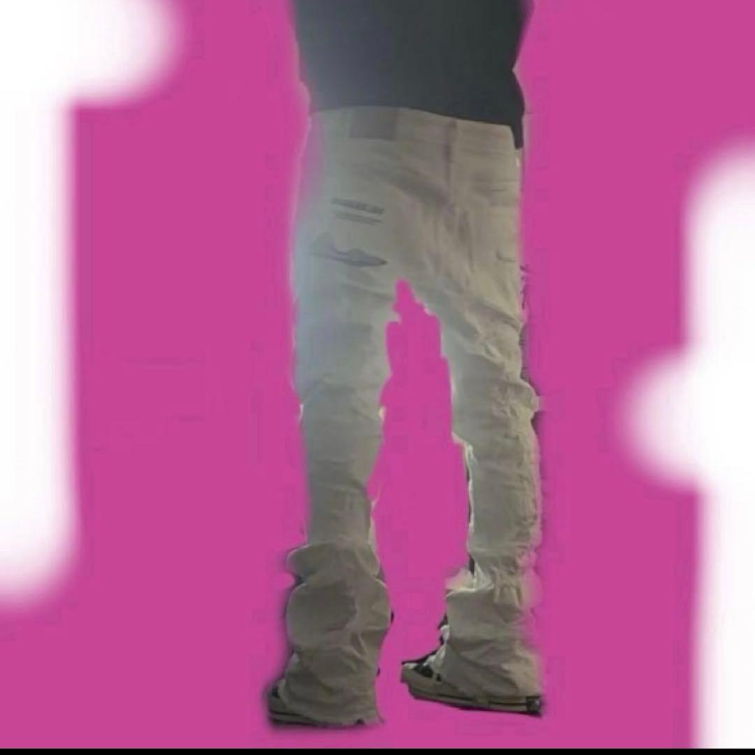 バラバサスvalabasas【新品未使用】ホワイトクラッシュフレアデニム 32