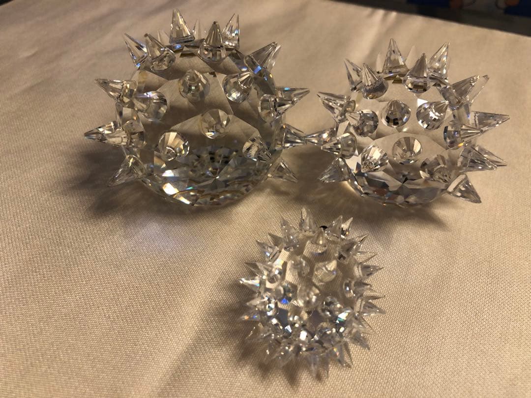 スワロフスキー　ハリネズミ置物 3点セット