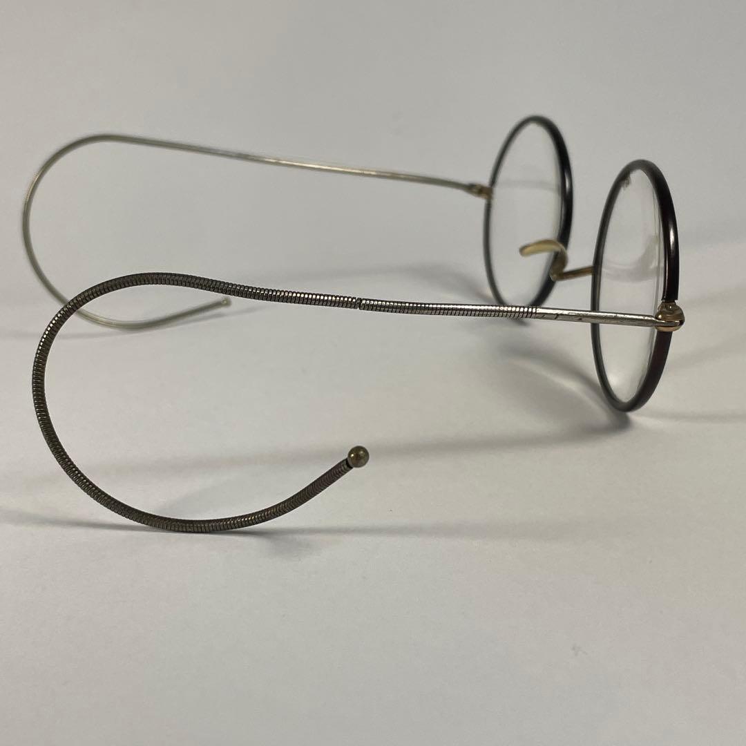 1900s 大正 一山 丸眼鏡 ビンテージ フレーム 巻きつる 縄手