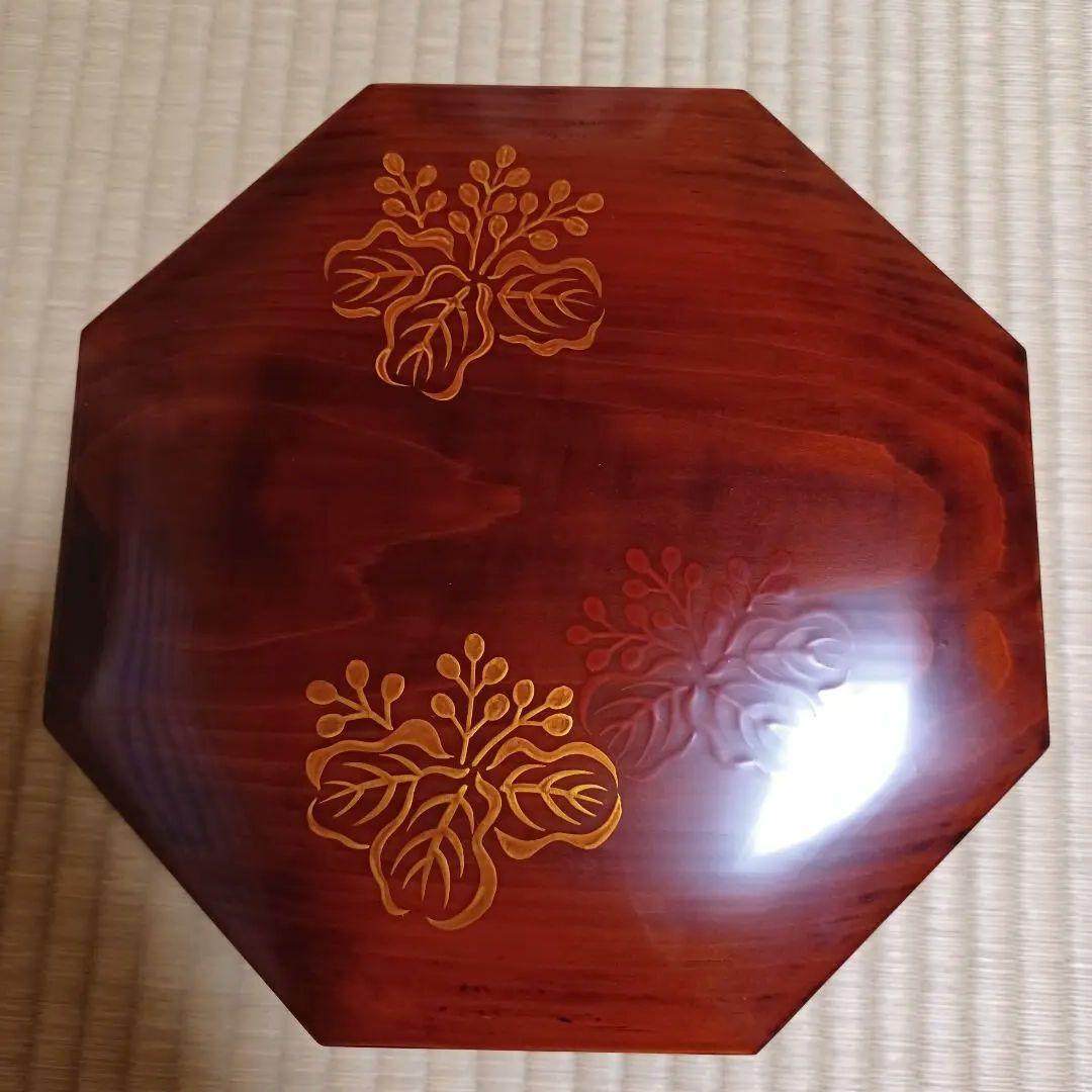 踊桐蒔絵　松溜塗　八角　食籠　平安　満樹　作　　桐箱有　表千家　茶道具　漆器　④