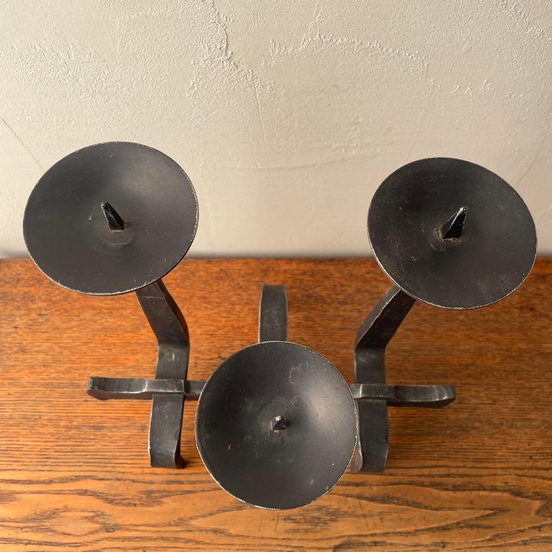 ハンガリー製 アイアン　燭台　ミッドセンチュリー　金工作家　キャンドルホルダー