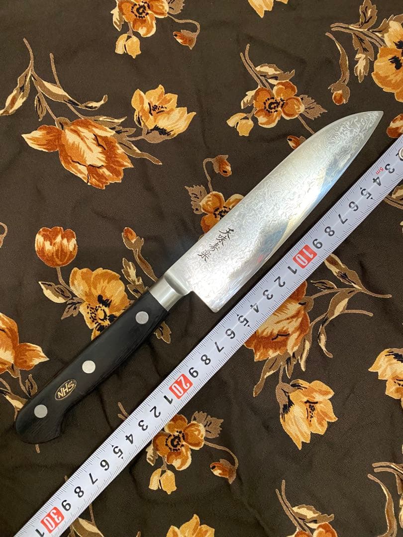 天味寿楽 三徳165mm VG10 ダマスカス 中古品