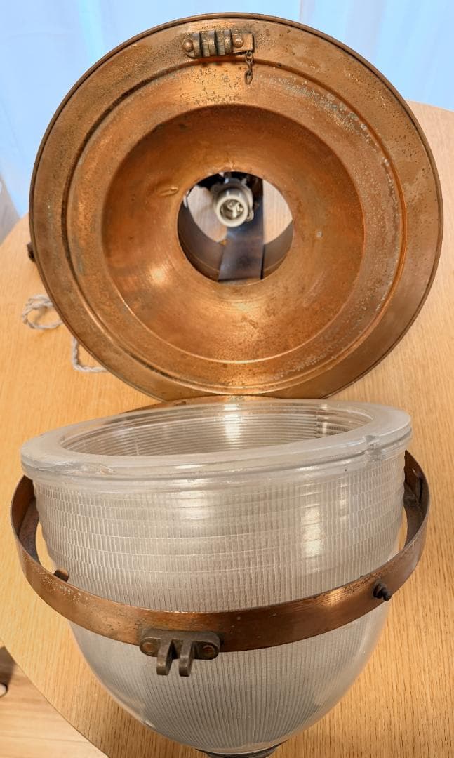 1920年代製 フランスヴィンテージ ペンダントライト 　メタル プリズムガラス