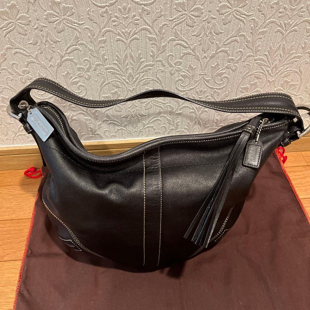 極美品✨COACH ブラックレザー ショルダーバッグ