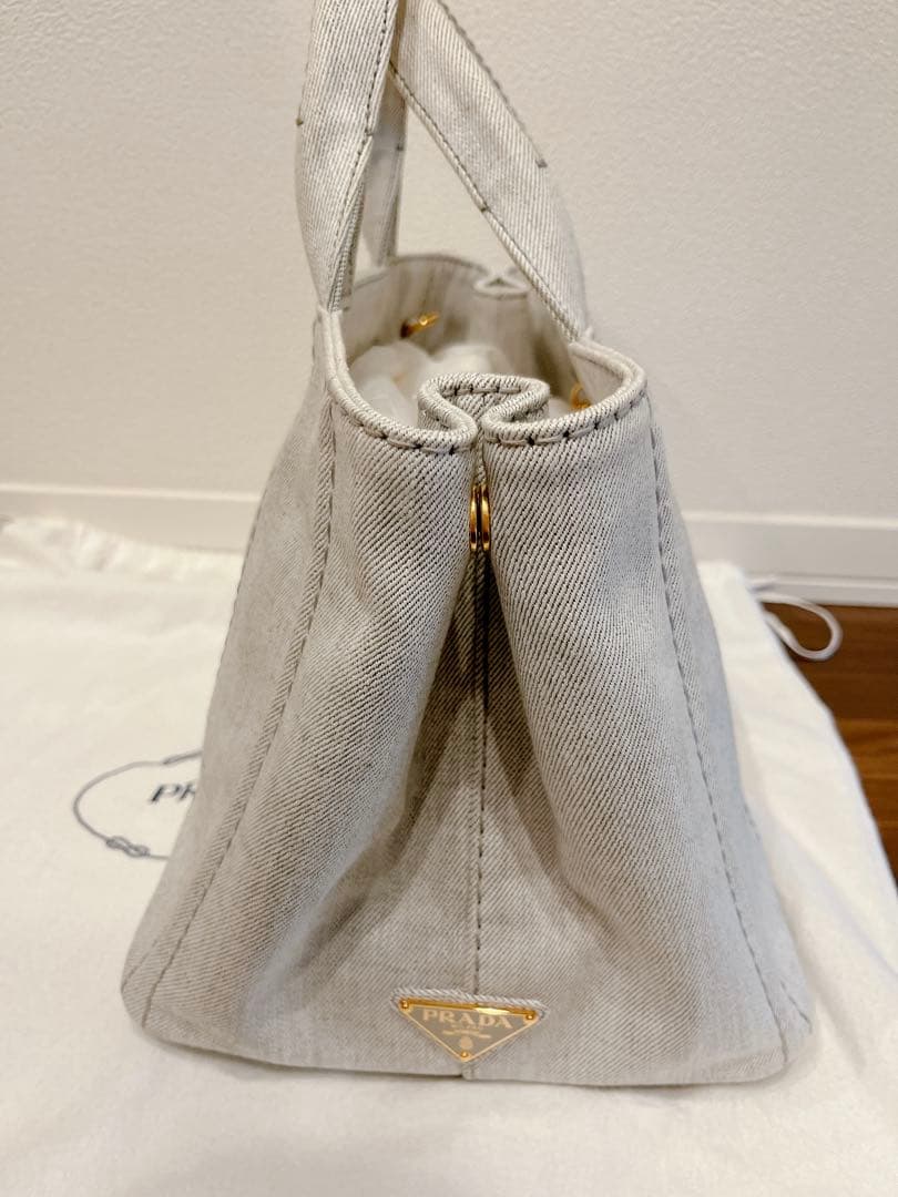 PRADA デニムトートバッグ M カナパ ビアンコ