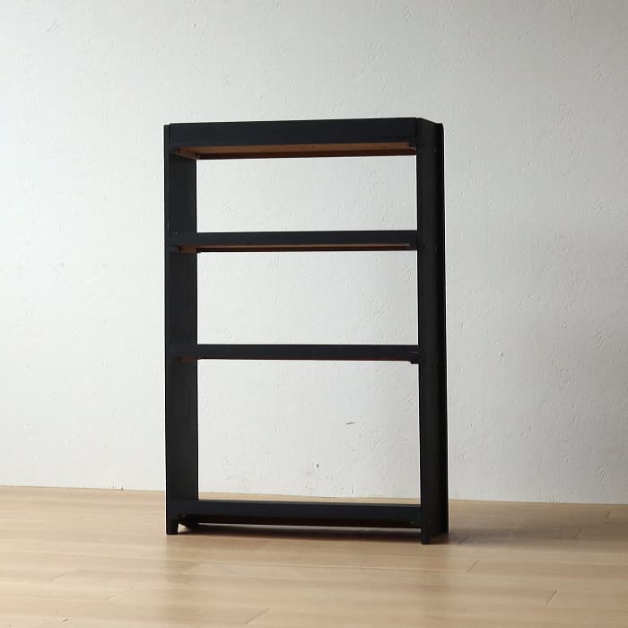 アンティーク ブラック 本棚 書棚 無垢材 収納棚 古家具 昭和レトロ