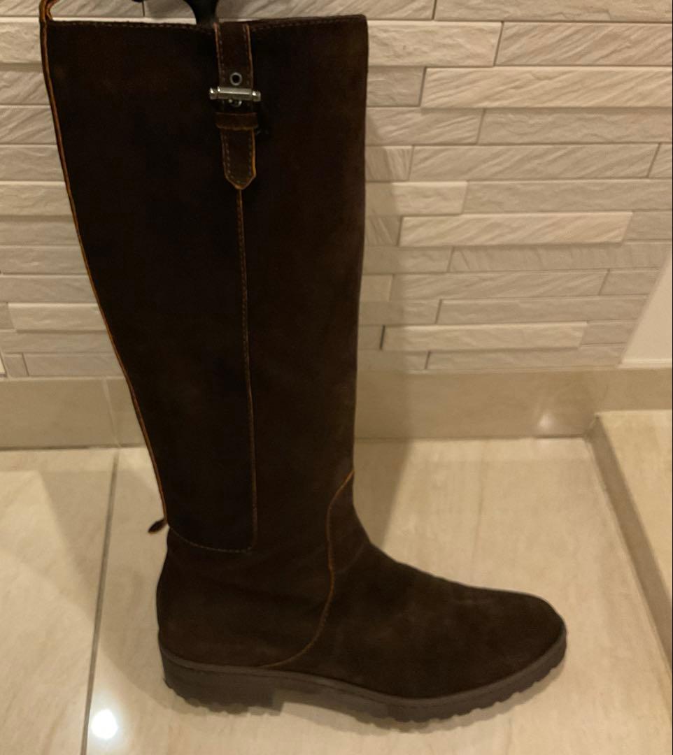 ロングブーツ　スエード　茶色ブーツ　スエードブーツ　ジョッキブーツ