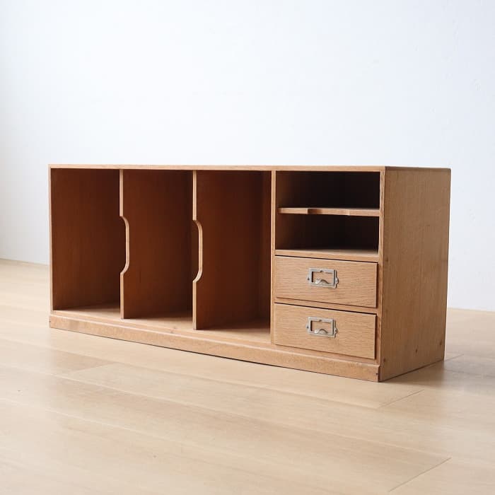 アンティーク 本棚 書棚 無塗装 ナラ材 古家具 昭和レトロ