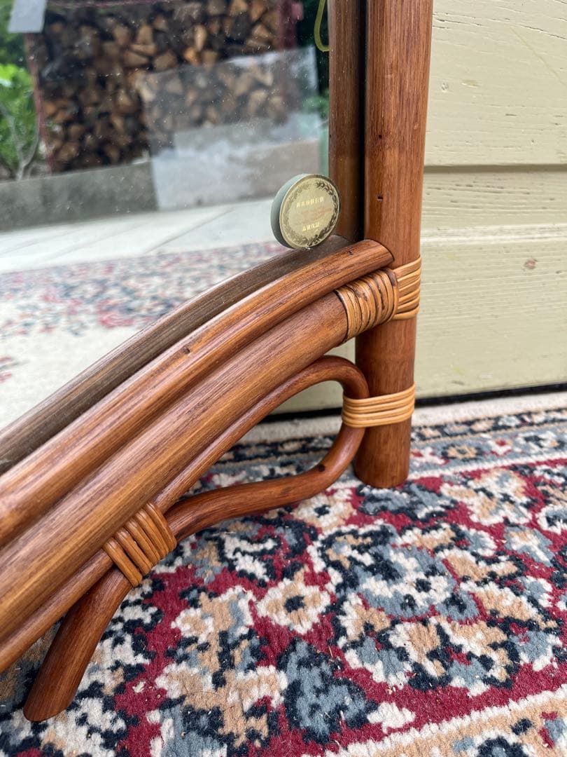 木製スタンドミラー 大きめ 曲線デザイン