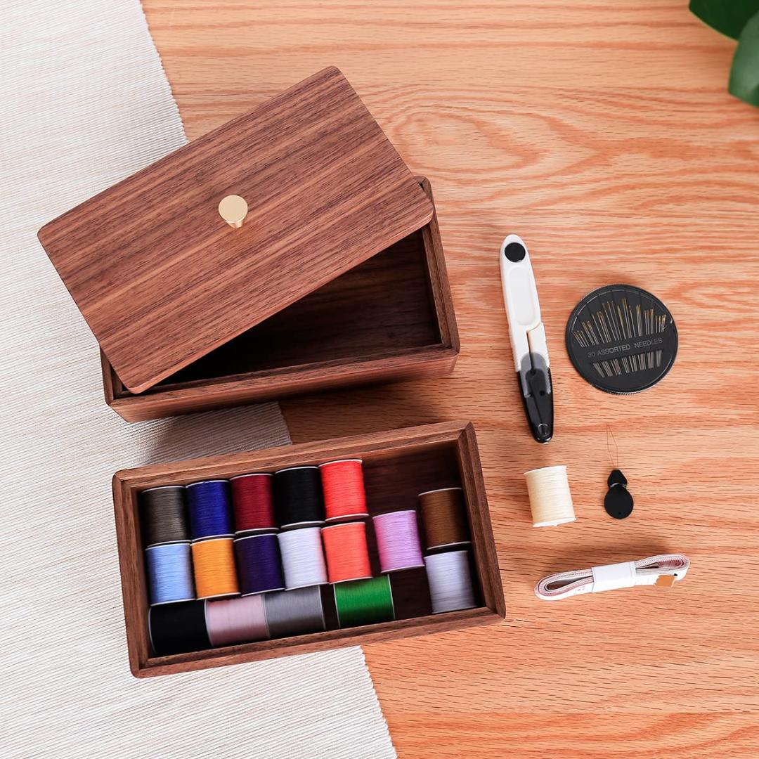 アクセサリー 蓋つき 黒胡桃材製蓋付き小物収納ボックス