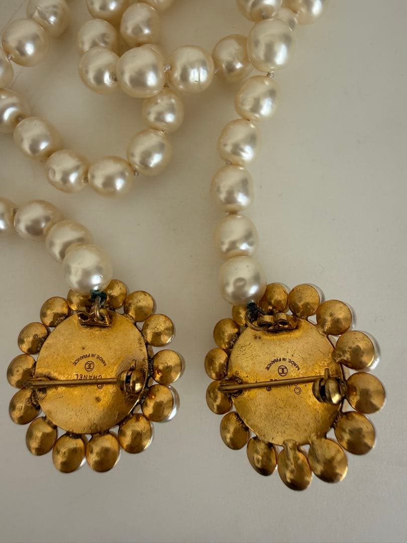 CHANEL ヴィンテージ パール アクセサリー ネックレス風ブローチ