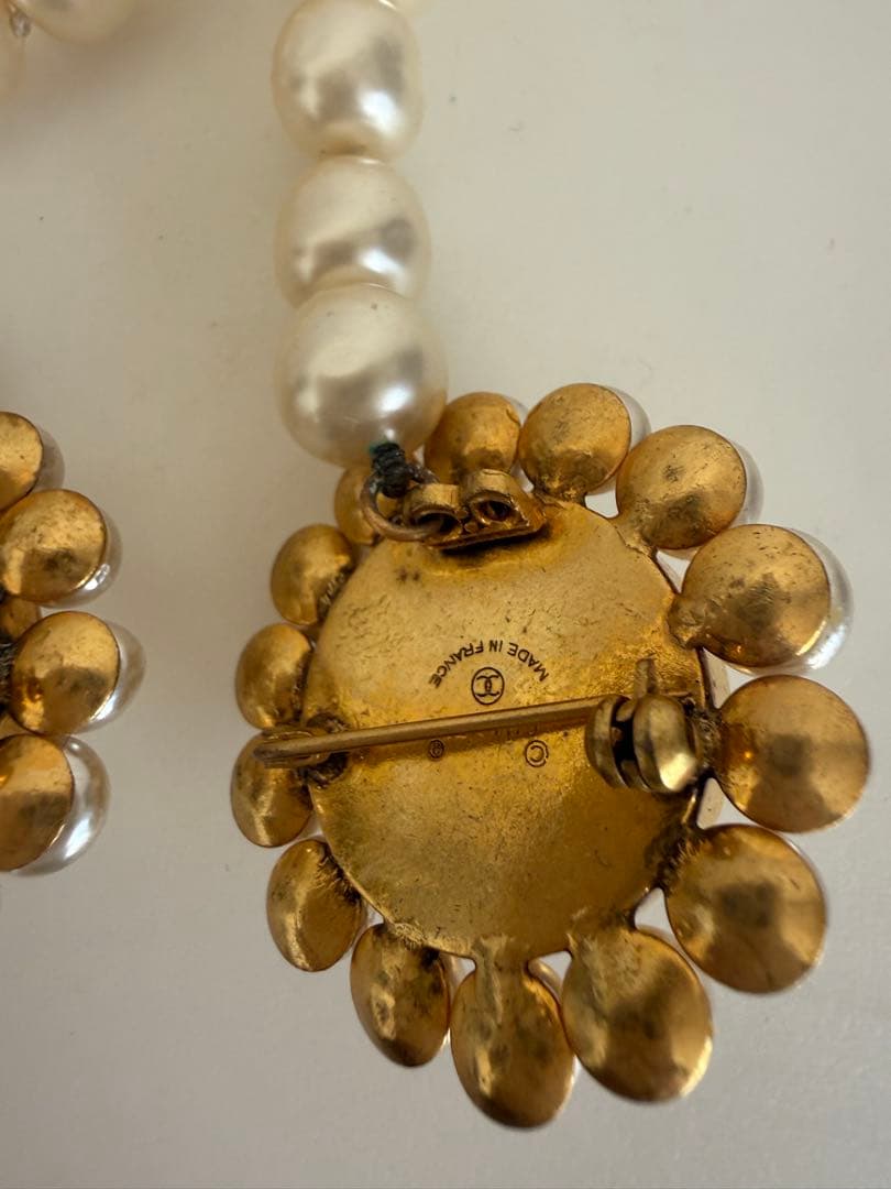 CHANEL ヴィンテージ パール アクセサリー ネックレス風ブローチ