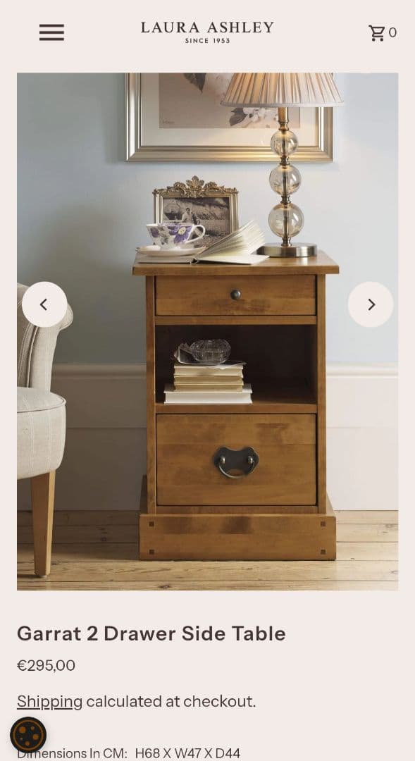 【美品】ローラアシュレイ ギャラット 2ドロワー サイドテーブル