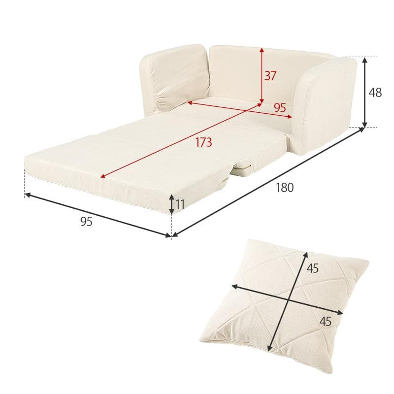 肘リクライニングコンパクトソファベッド ベージュ [8383]