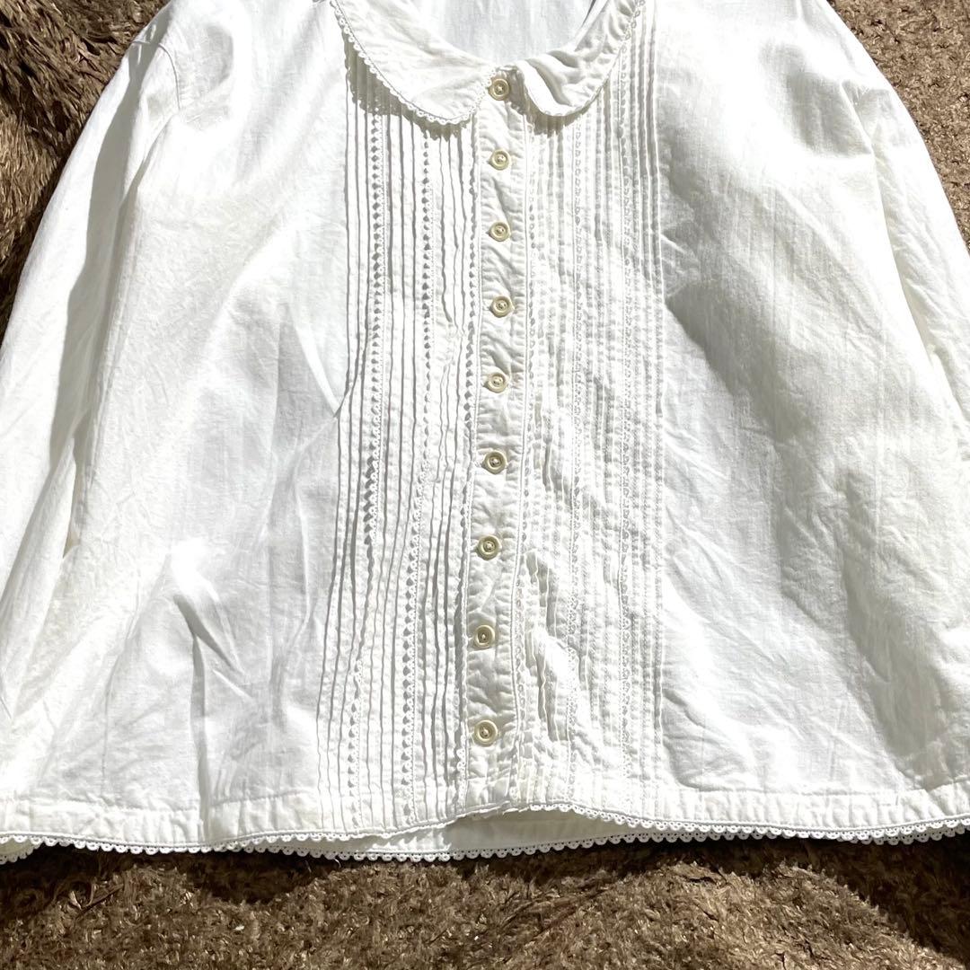 入手困難✨ ピンクハウス ピコ加工 フリル ブラウス 長袖 コットン ホワイト