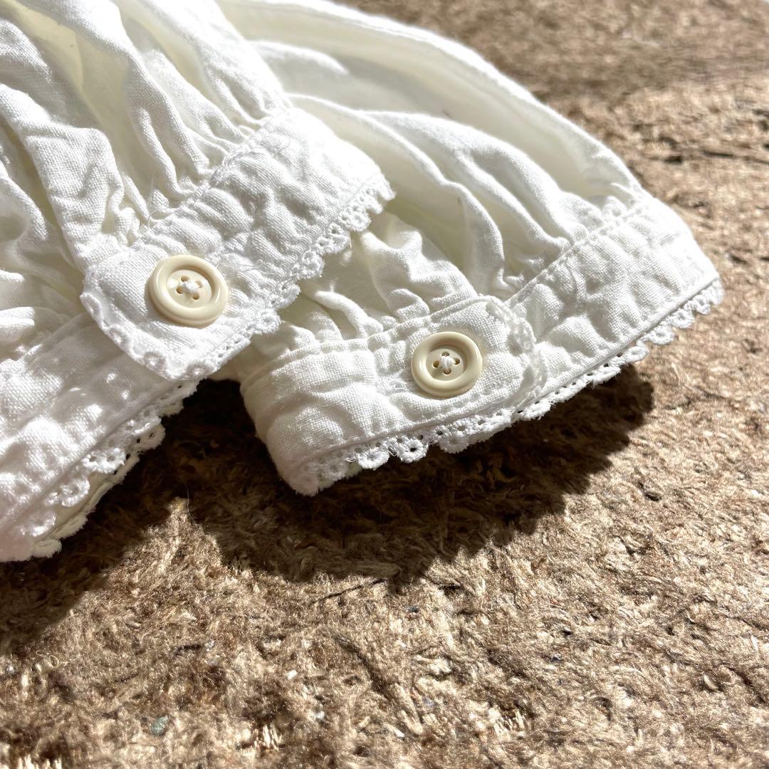 入手困難✨ ピンクハウス ピコ加工 フリル ブラウス 長袖 コットン ホワイト