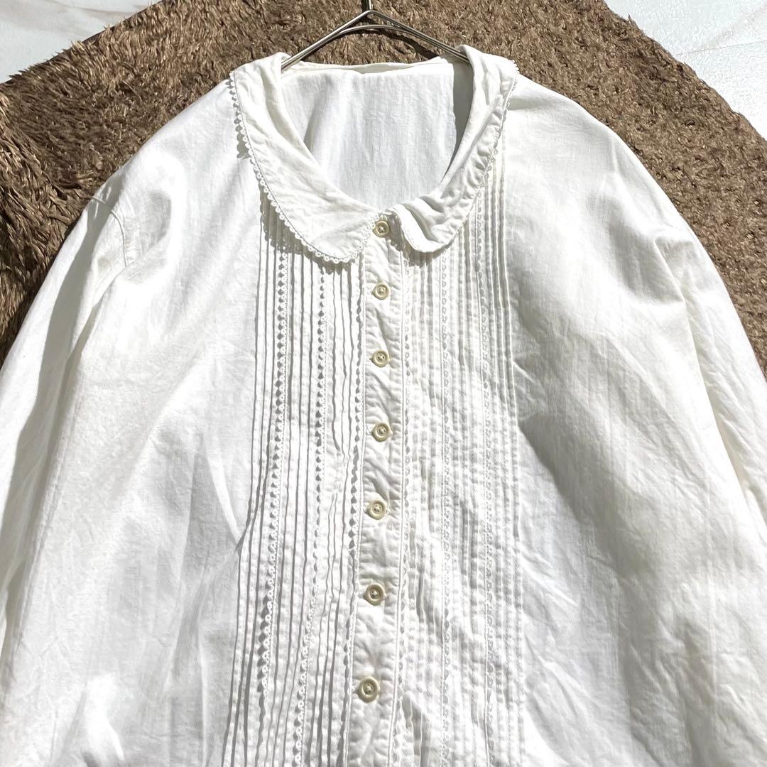 入手困難✨ ピンクハウス ピコ加工 フリル ブラウス 長袖 コットン ホワイト