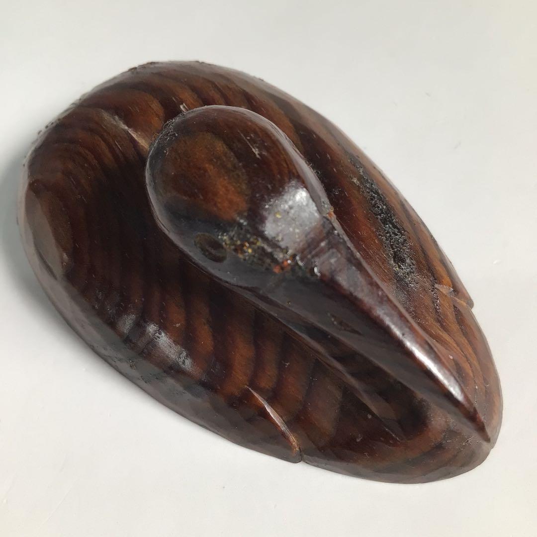 Ｎ４３３　香合　『浪華　高橋黄石作』『松材』『鶴香合』　共箱　茶道具　木工芸