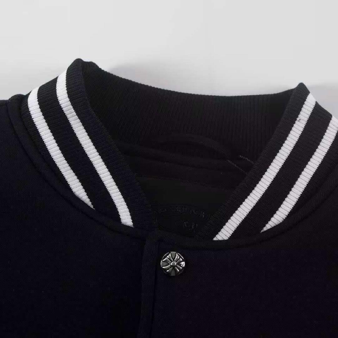 国内発送　 スタジャン 黒と白 刺繍キャラクター付きクロムハーツ風