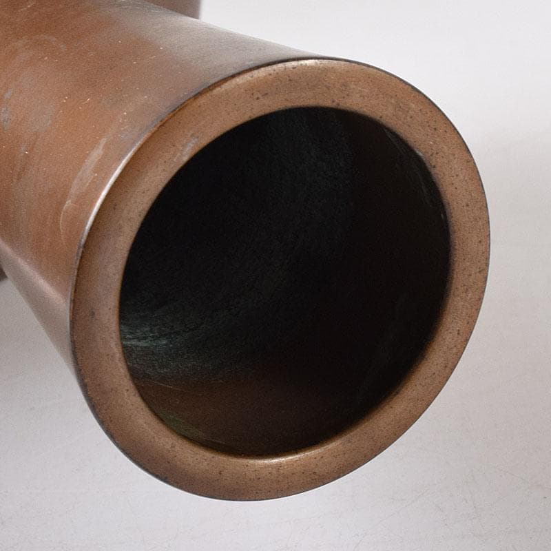 釜師　高木治良兵衛造　唐銅　柄杓立　鶴首花入　共箱　V　7587