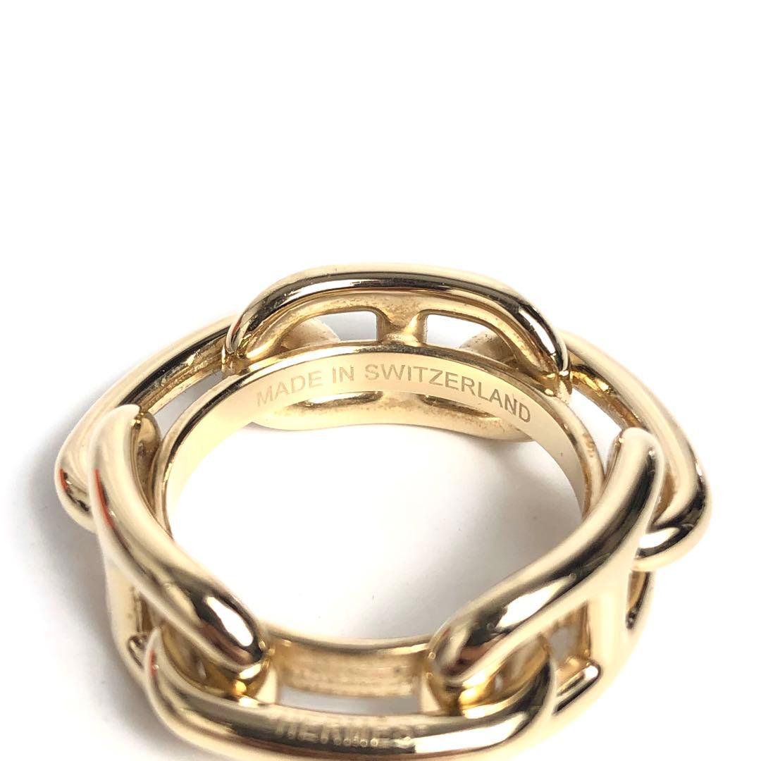 【良品】HERMES エルメス スカーフリング シェーヌダンクル ゴールドカラー