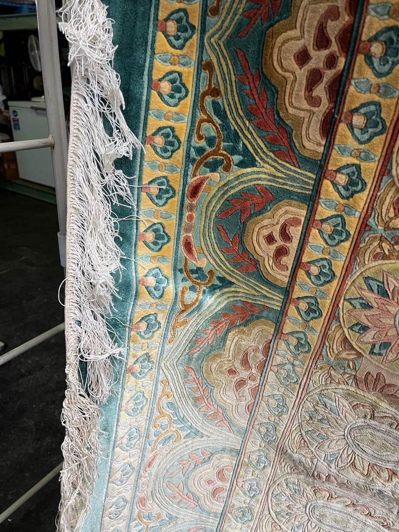 ペイズリー柄ラグ 大きめ 青と赤　高島屋　絨毯　長さ250cm 横幅170cm