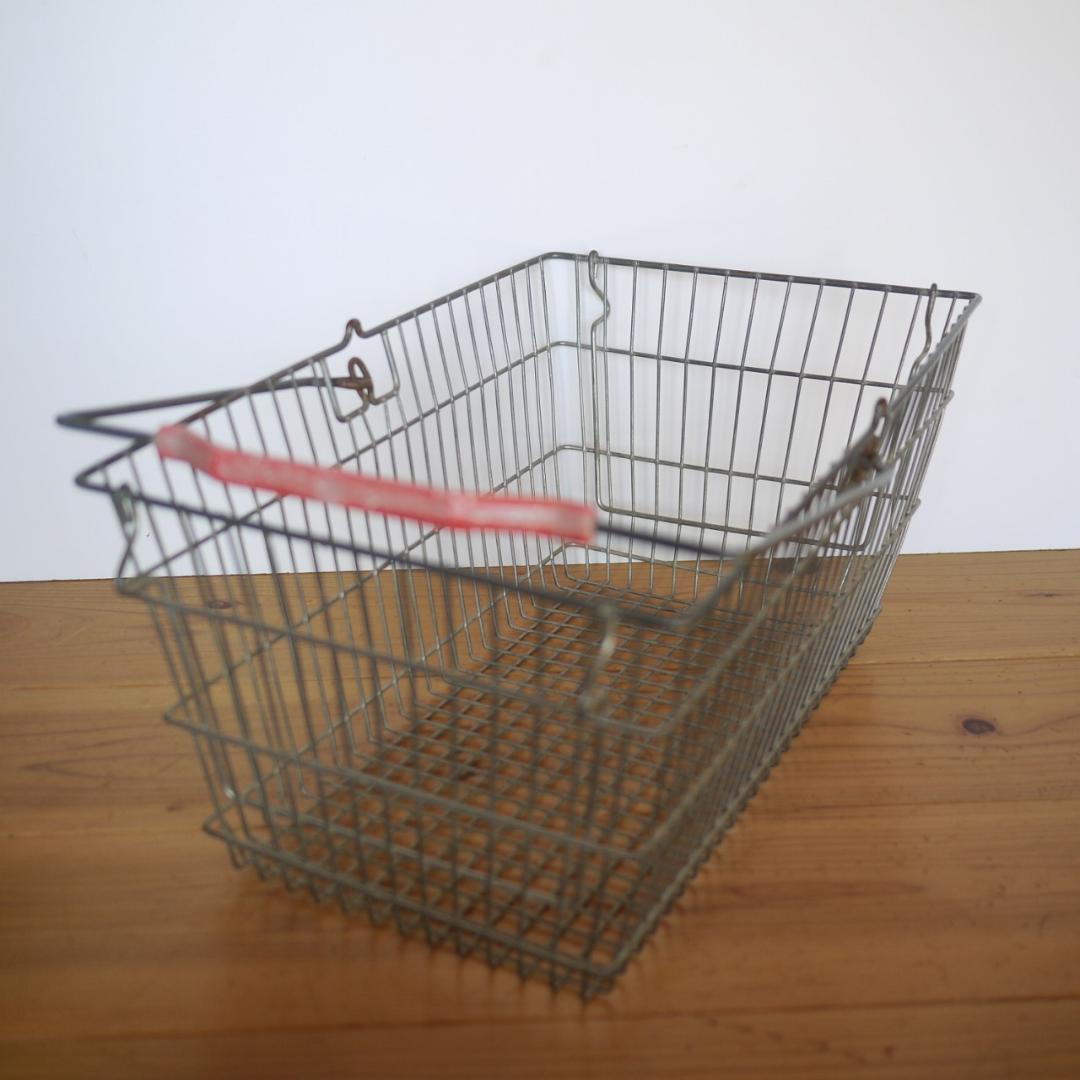 ドイツ ワイヤバスケット 2P　ショッピングかご ドイツヴィンテージ