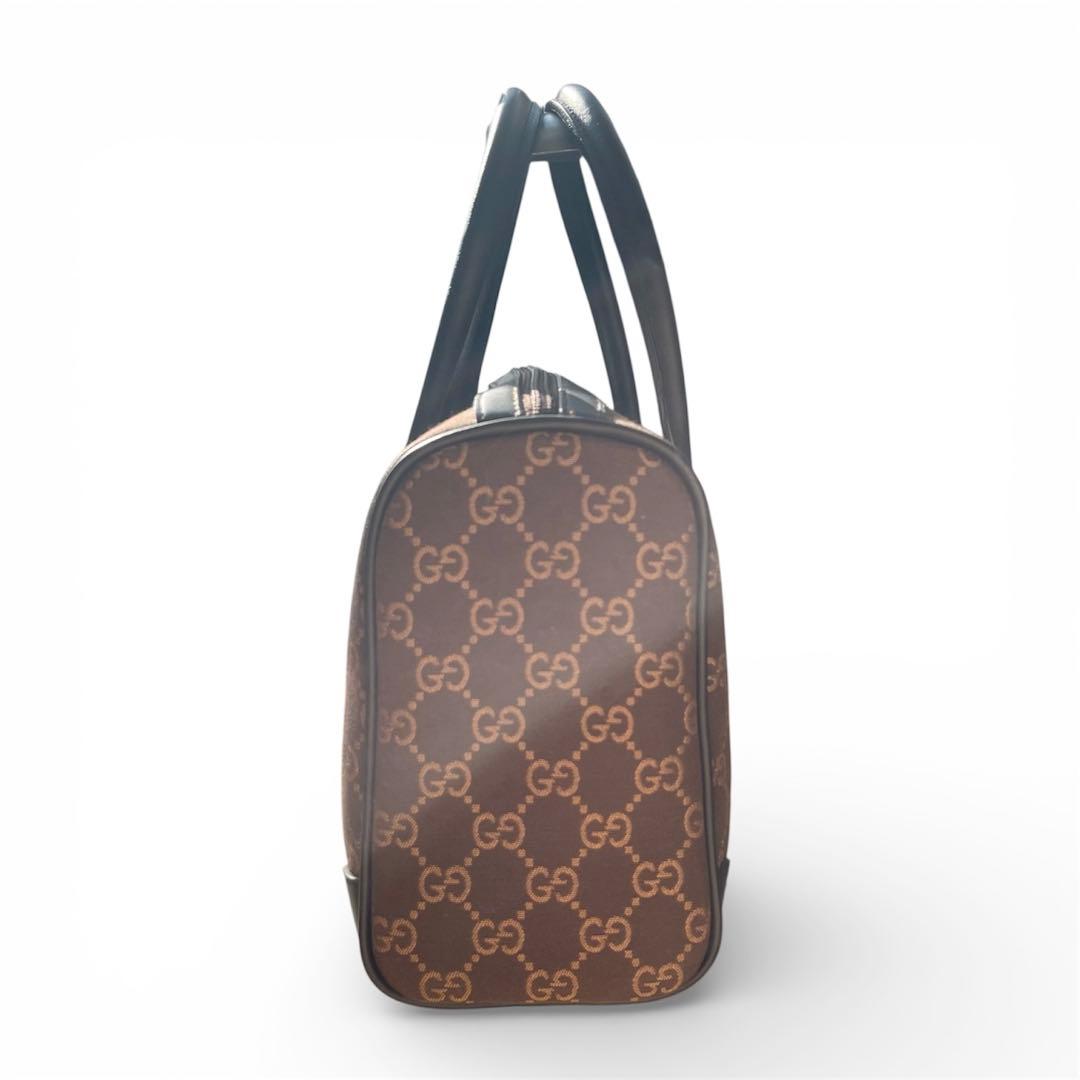 GUCCI ミニボストンバッグ GG キャンバス　ブラウン ハンドバッグ