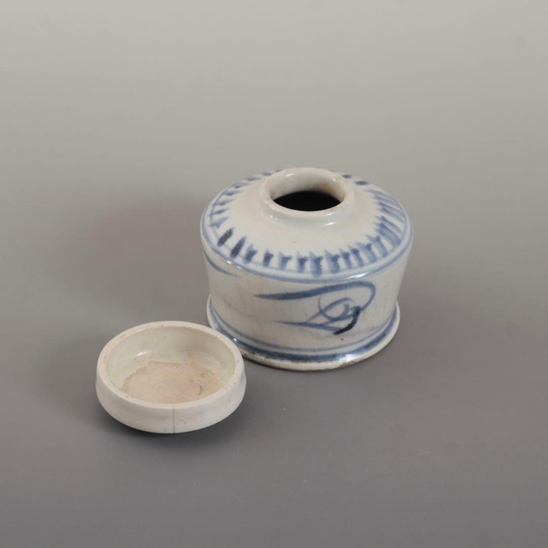 太白手 インク瓶 古道具 アンティーク 陶胎染付