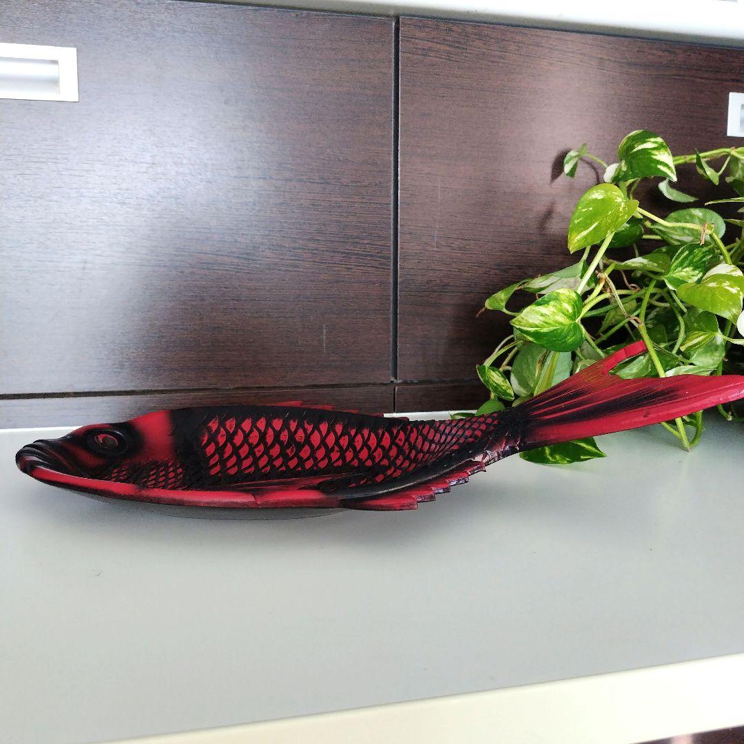 骨董品希少！美品アンティーク鯛 彫刻 菓子器 漆器 レトロ 縁起物