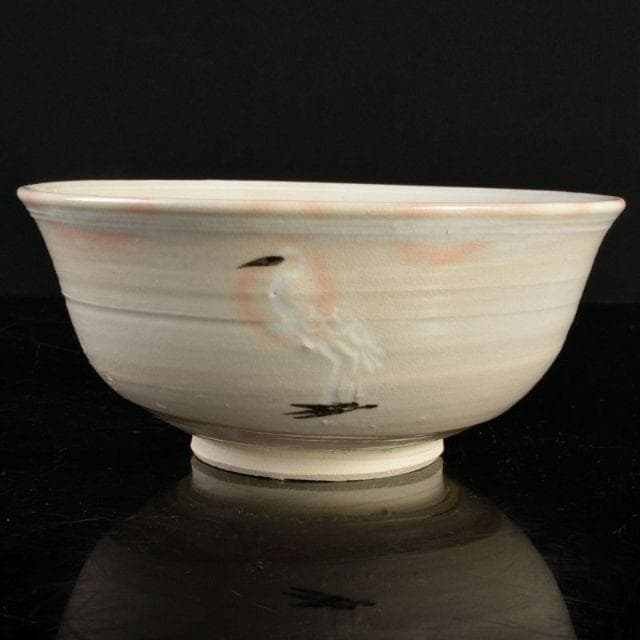 京焼　清水六兵衛造　御本立鶴鉢　共箱