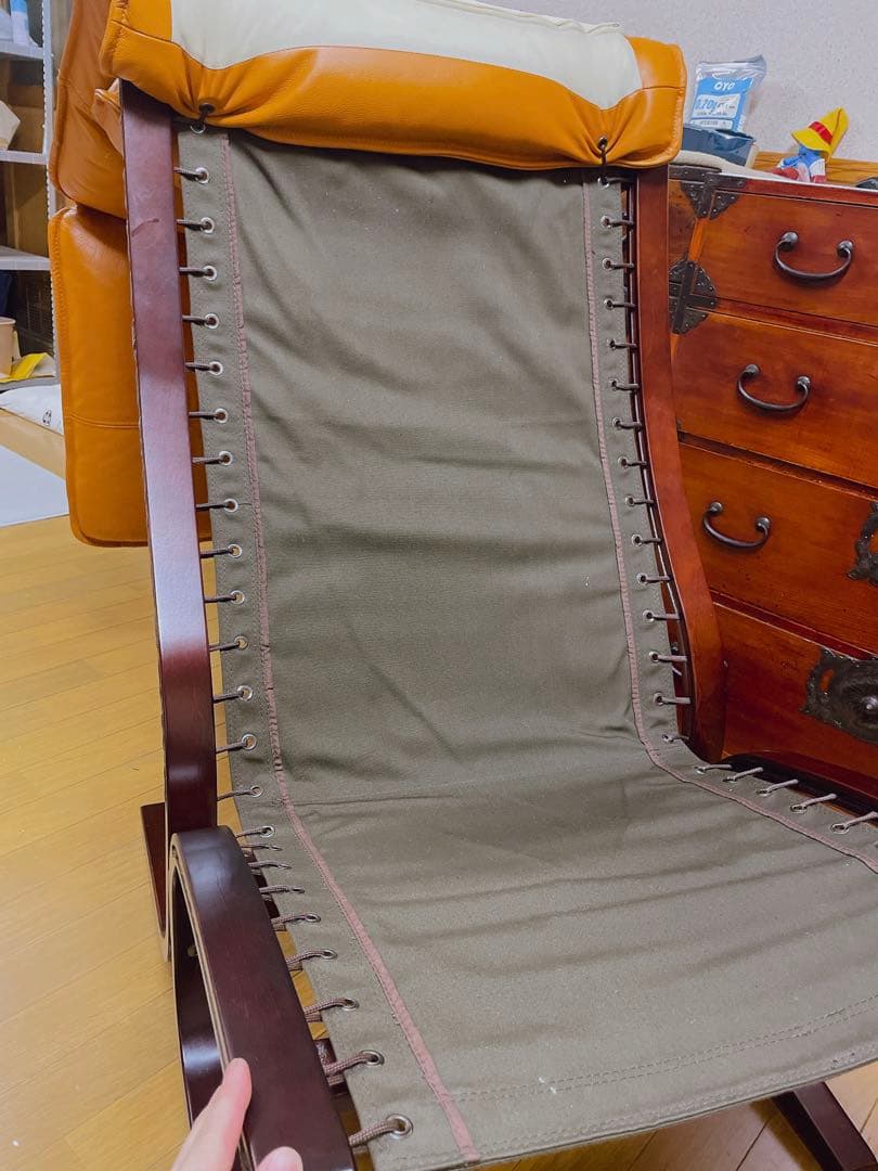 IDC 大塚家具 本革 ハイバックチェア レザー 曲木 イージーチェア 北欧