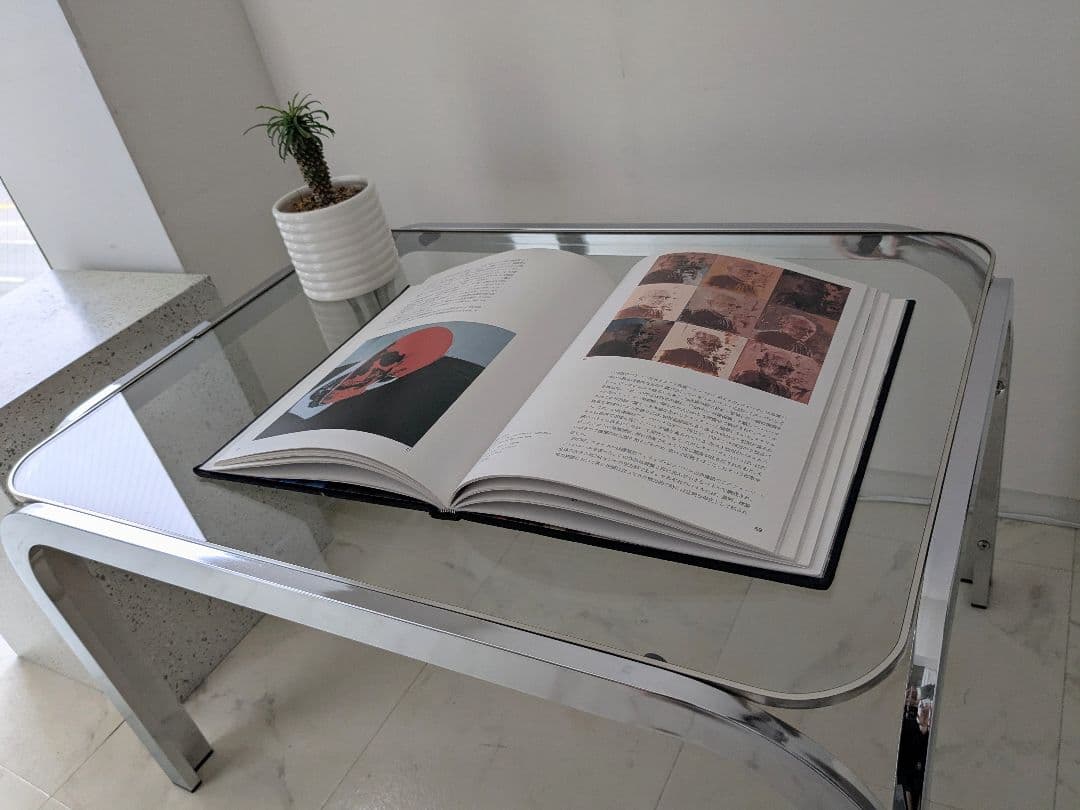 ヴィンテージ ガラステーブル モダン ミッドセンチュリー アイアンフレーム