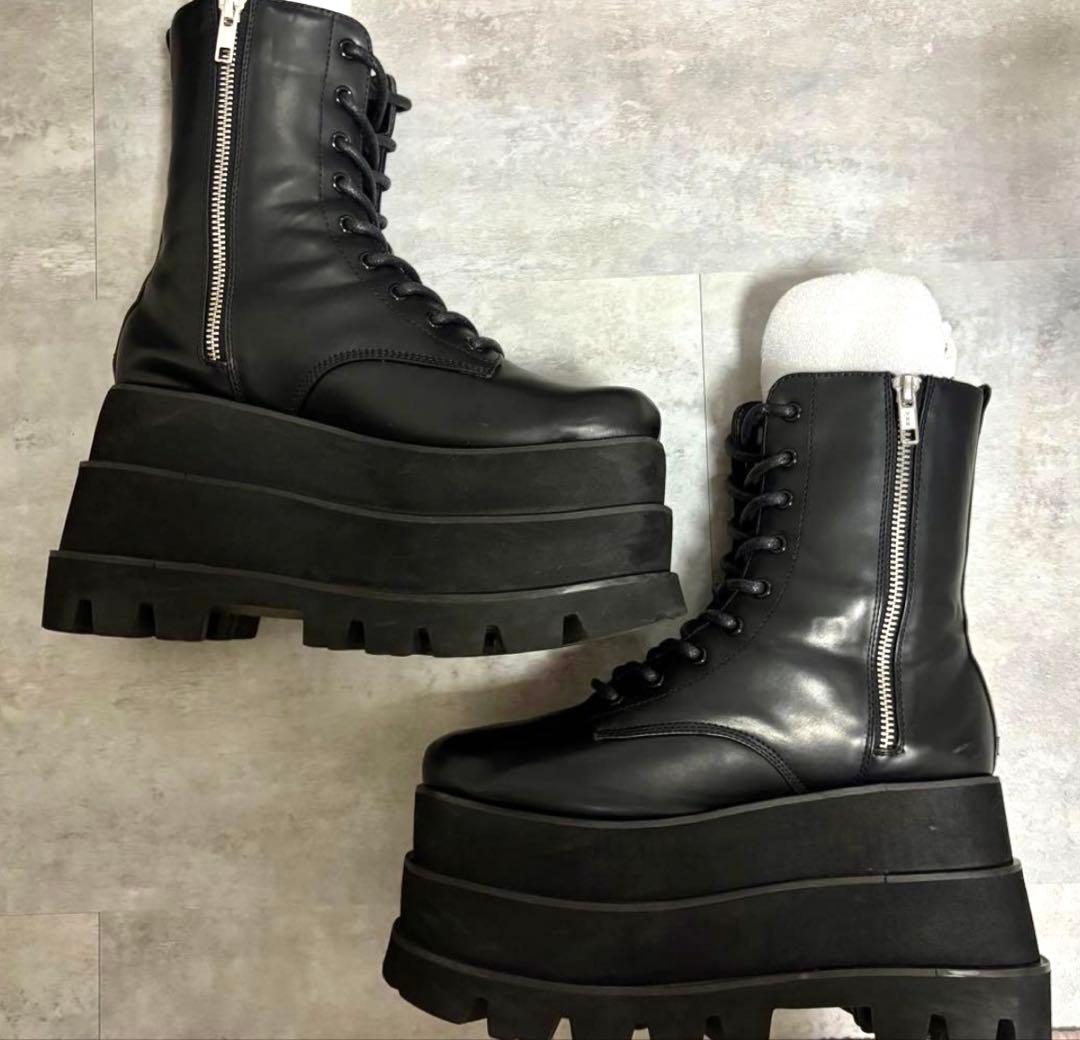 Darich トリプルソールエンジニアブーツ L ヒール 厚底 ブーツ ブラック